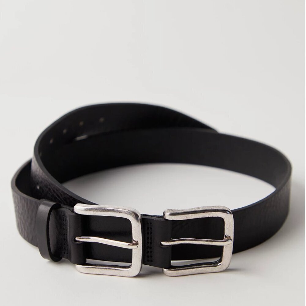 NWT Free People Sabo Double Buckle Belt in Black - Picture 3 of 6